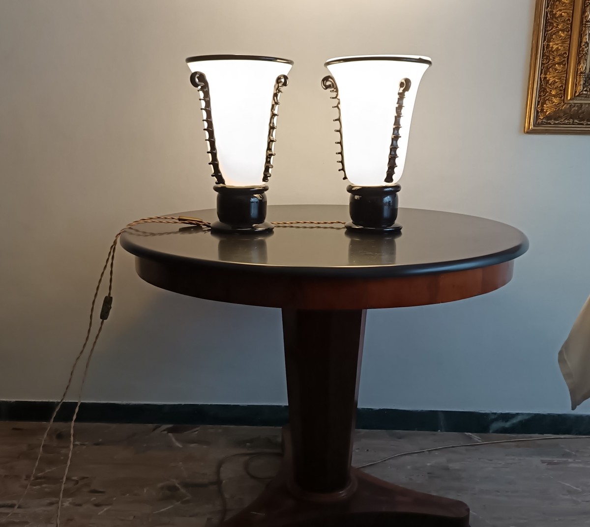 Paire de vases en pâte de verre Murano 1940 Art Decò-photo-3