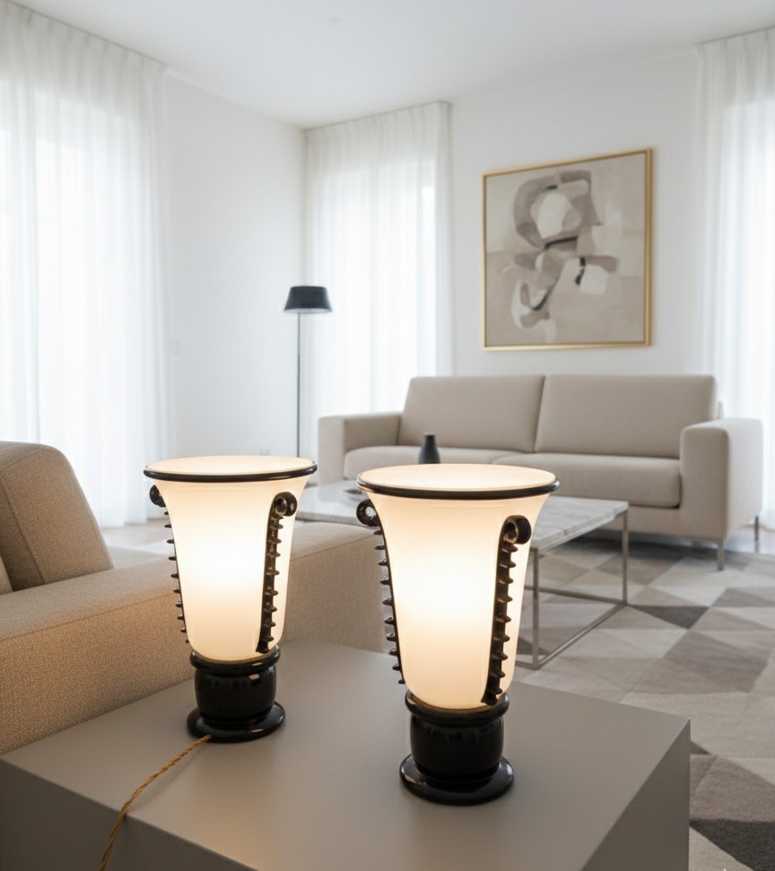 Paire de vases en pâte de verre Murano 1940 Art Decò-photo-2