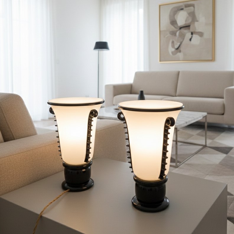 Paire de vases en pâte de verre Murano 1940 Art Decò-photo-2