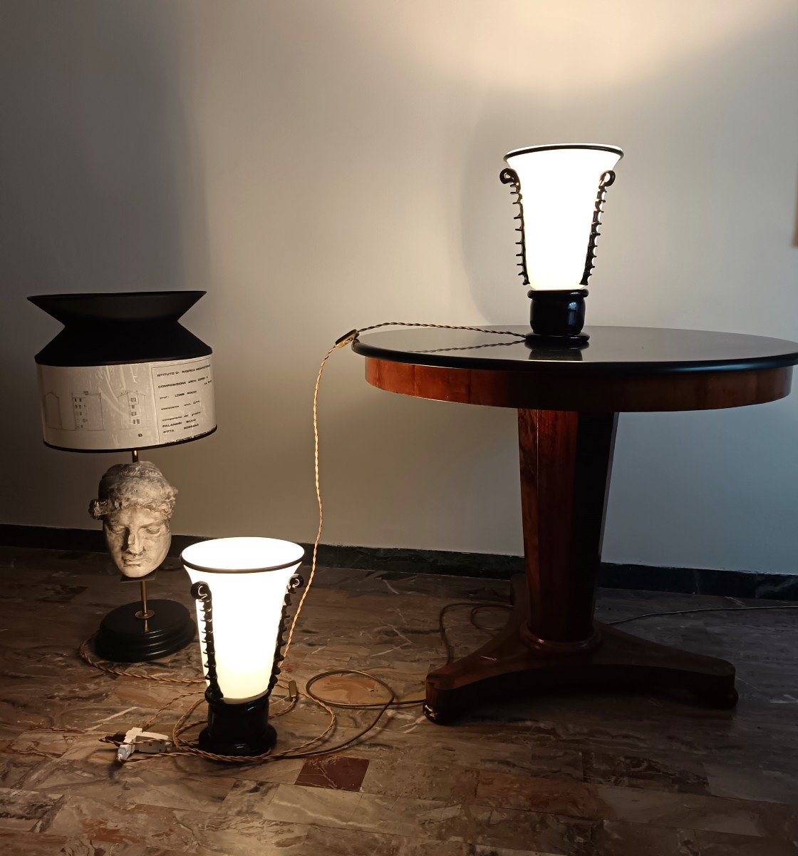 Paire de vases en pâte de verre Murano 1940 Art Decò-photo-3