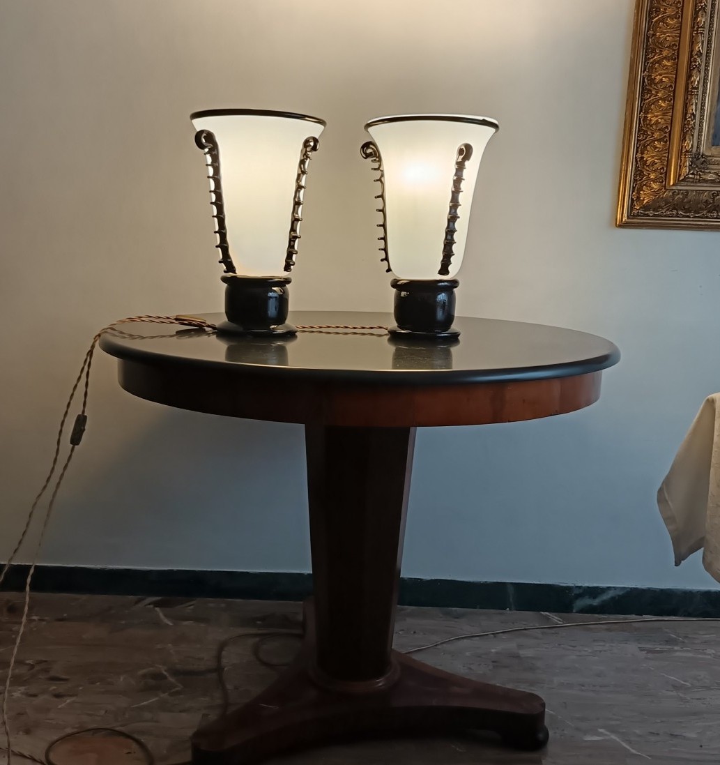 Paire de vases en pâte de verre Murano 1940 Art Decò