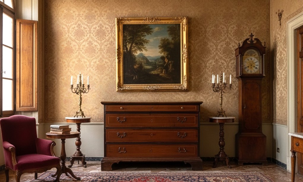 18th-century Chest Of Drawers With 4 Drawers In Blond Walnut Veneer-photo-3