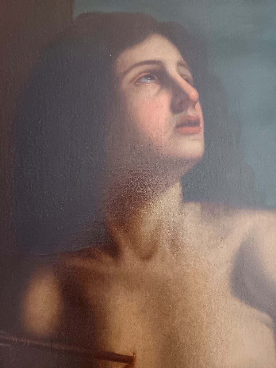 Huile sur toile du XVIIe siècle – Saint Sébastien, attribué à Cesare Gennari (1637–1688)-photo-1