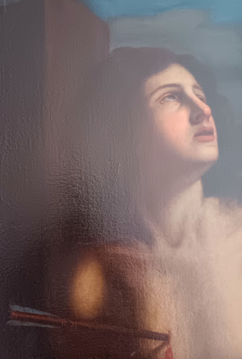 Huile sur toile du XVIIe siècle – Saint Sébastien, attribué à Cesare Gennari (1637–1688)-photo-3