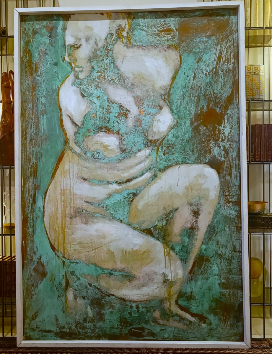 Huile sur cuivre oxydé “Aphrodite déesse de l’Amour” XX sieclè-photo-1