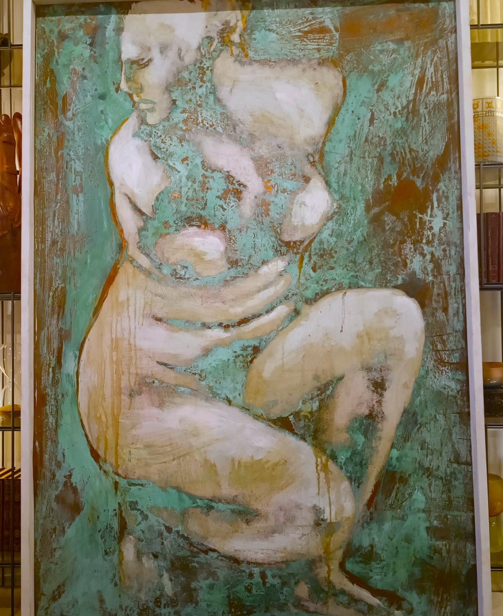 Huile sur cuivre oxydé “Aphrodite déesse de l’Amour” XX sieclè-photo-3