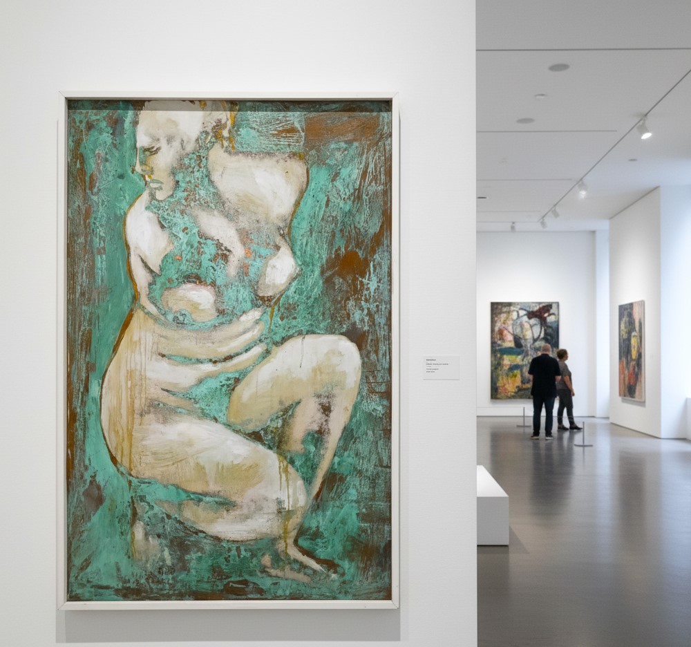 Huile sur cuivre oxydé “Aphrodite déesse de l’Amour” XX sieclè