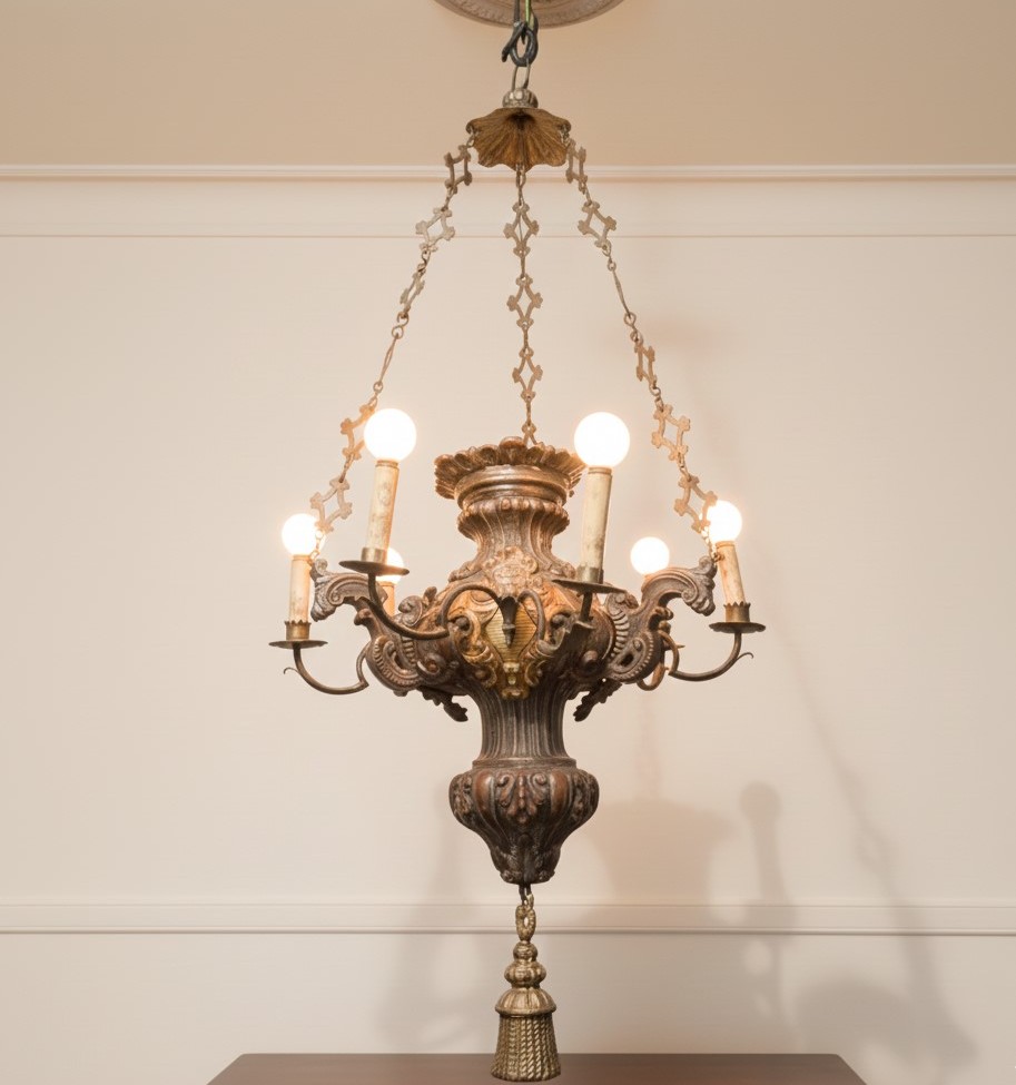 18th-century Six-light Lucerna Chandelier – Rome-photo-2