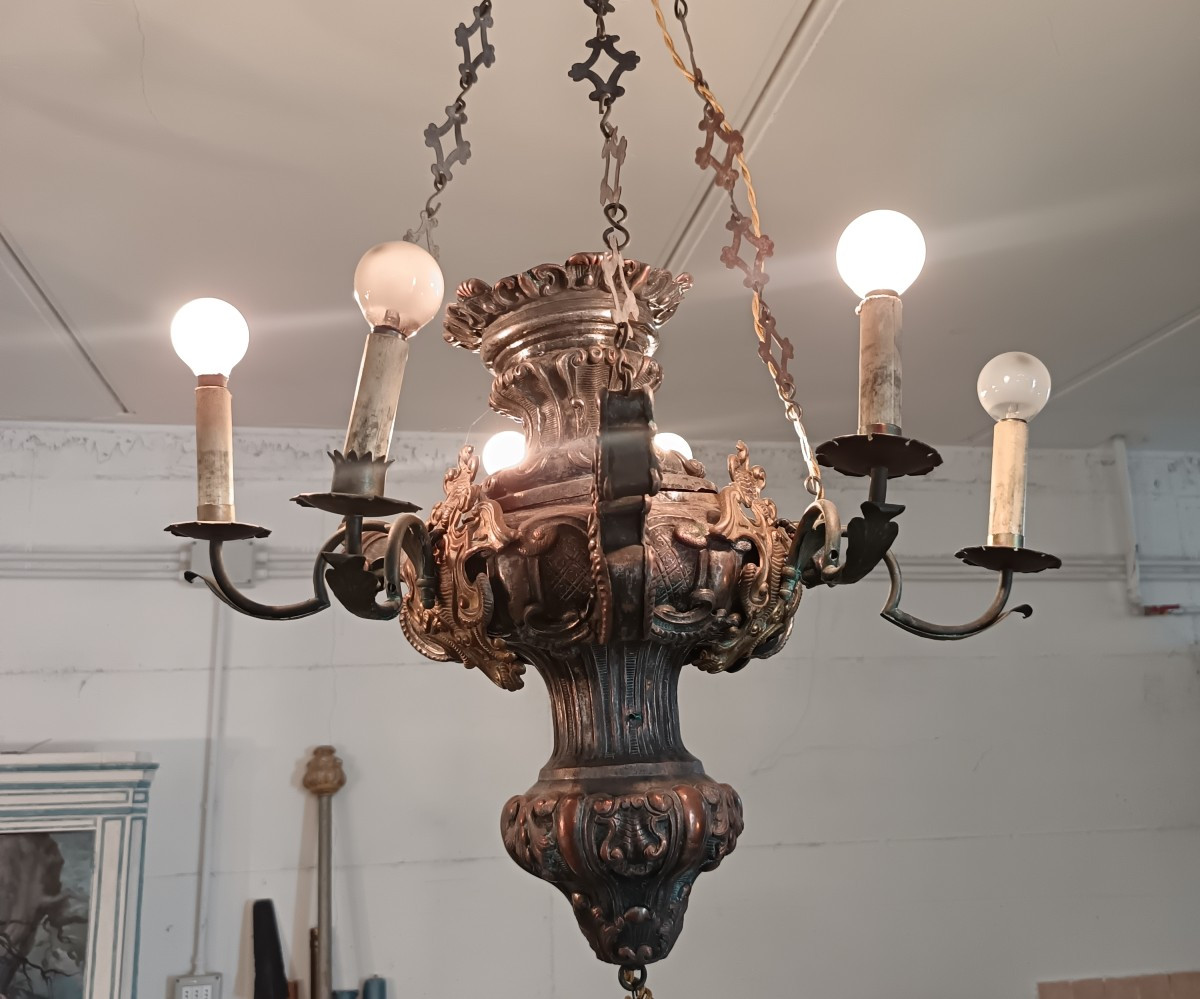 18th-century Six-light Lucerna Chandelier – Rome-photo-4