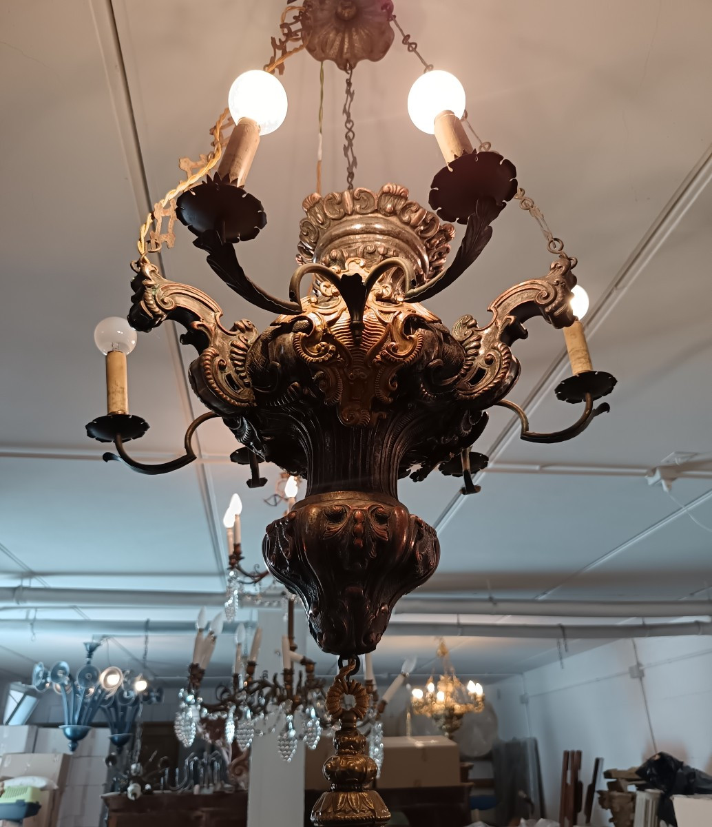 18th-century Six-light Lucerna Chandelier – Rome-photo-5