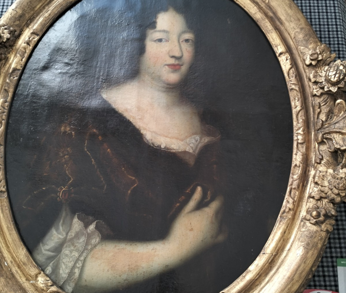 Huile sur toile du XVIIIe siècle – Noble vénitienne-photo-3