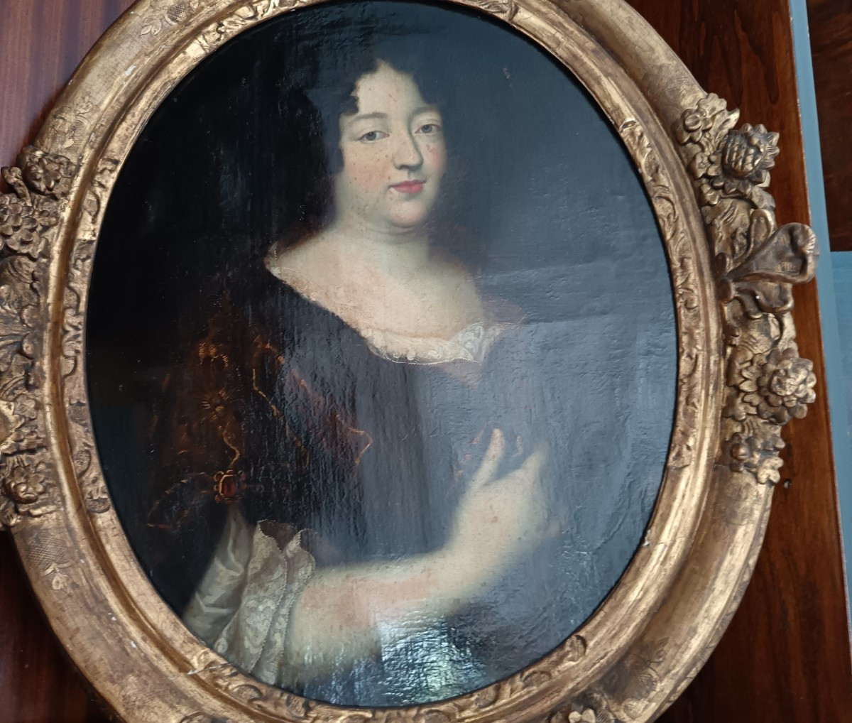 Huile sur toile du XVIIIe siècle – Noble vénitienne-photo-4