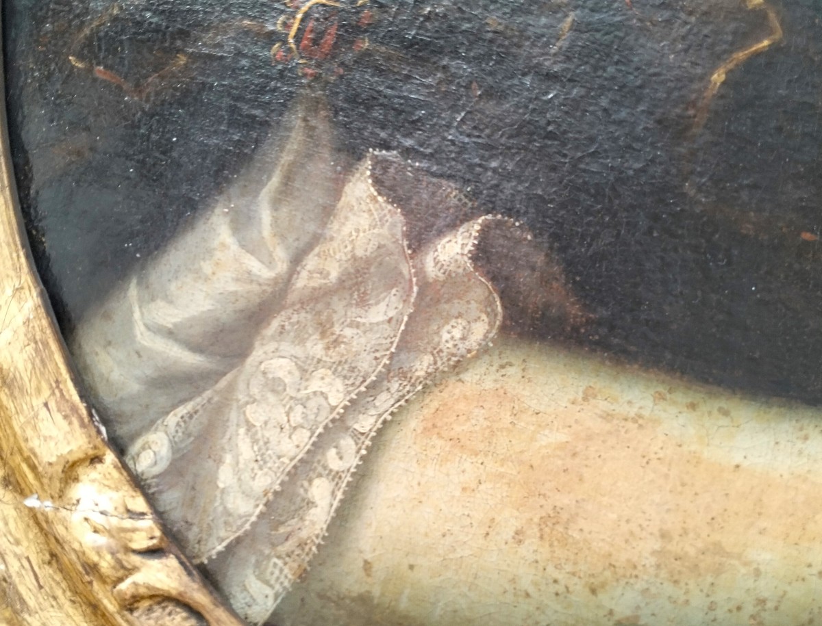 Huile sur toile du XVIIIe siècle – Noble vénitienne-photo-1