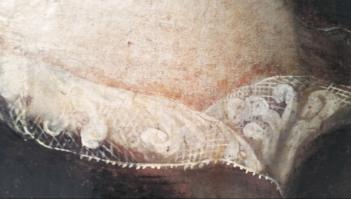 Huile sur toile du XVIIIe siècle – Noble vénitienne-photo-2