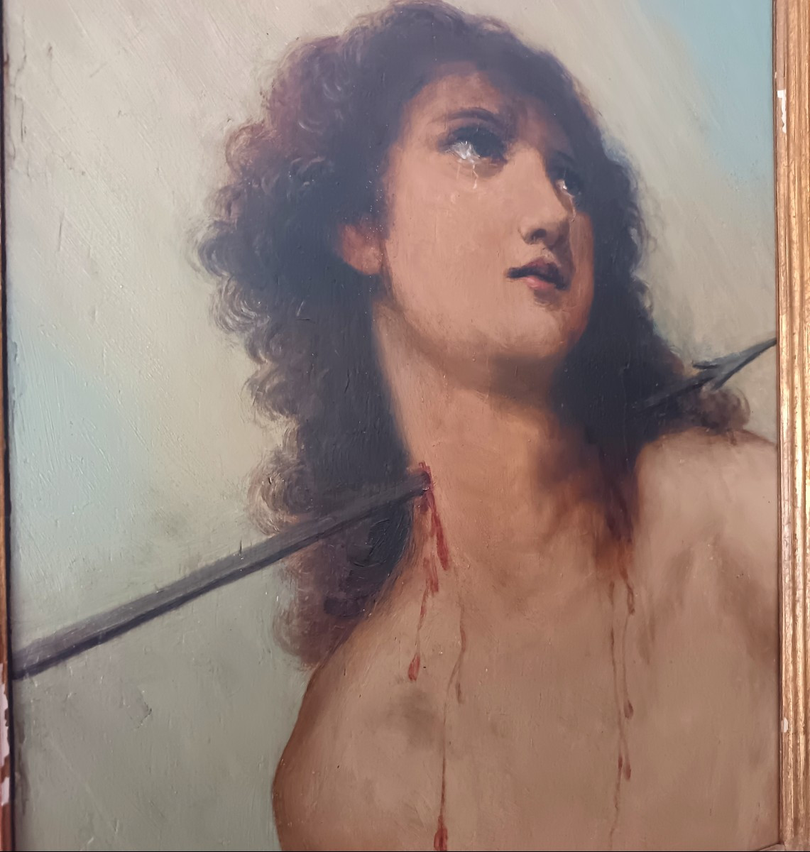 Huile sur panneau de bois Saint Sébastien XXe siècle-photo-1