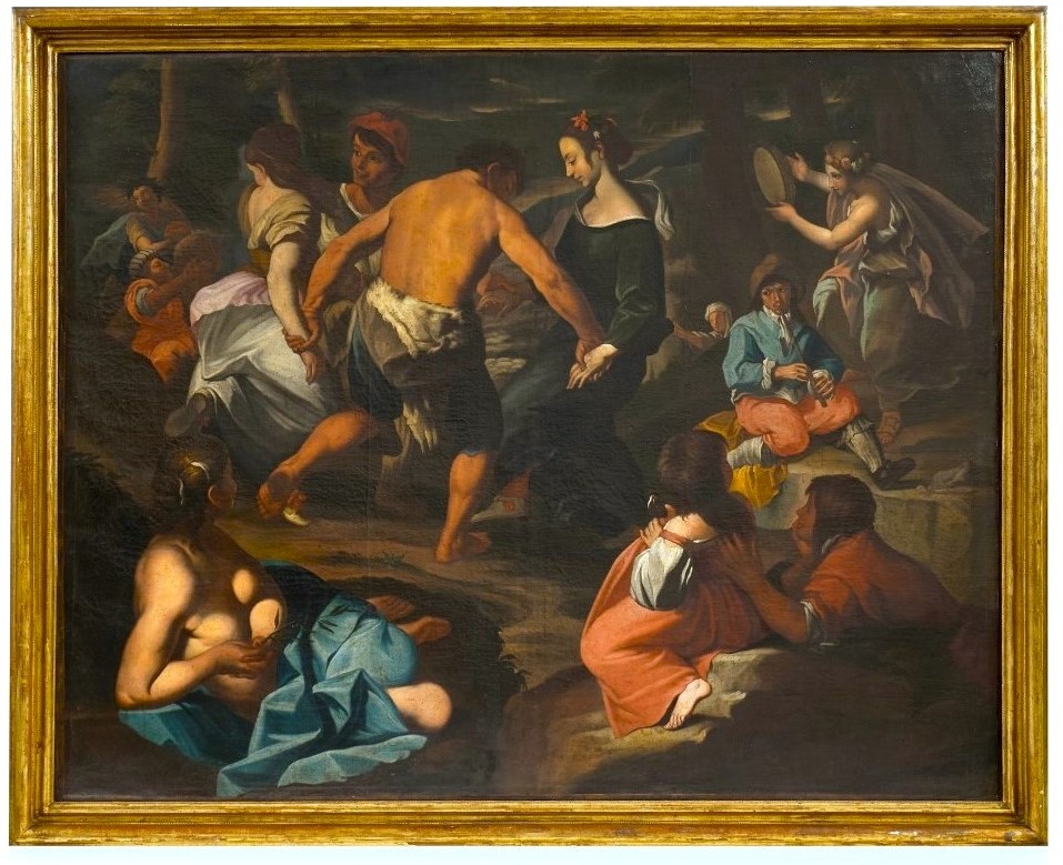 Oil On Canvas Pastoral Scene With Musicians – School Of Francesco Guarini (1611‑1654)