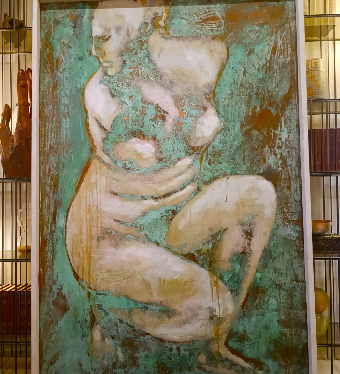 Oxidized Copper Oil Painting “aphrodite, Goddess Of Love” 10 Th Century-photo-3
