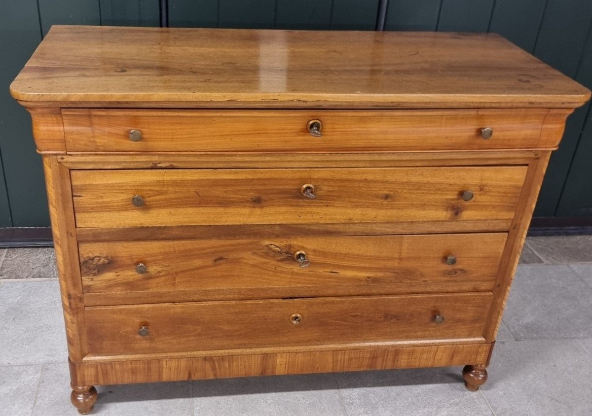 Venetian Chest Of Drawers In Light Walnut And Cherry From 1850 With 4 Drawers-photo-2