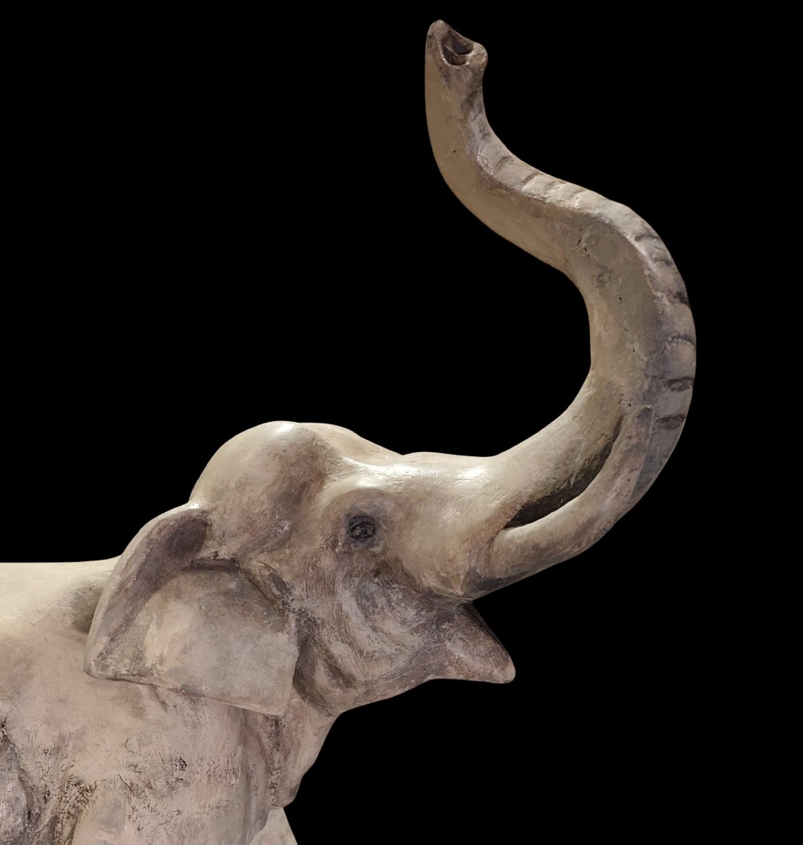 Éléphant des années 40 Art Déco  Parisienne en terre cuite et plâtre-photo-3