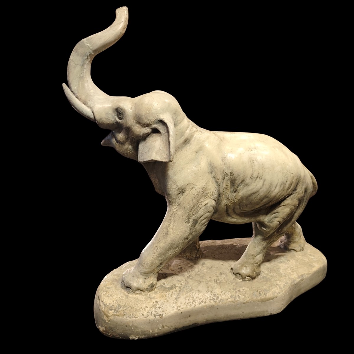 Éléphant des années 40 Art Déco  Parisienne en terre cuite et plâtre-photo-4