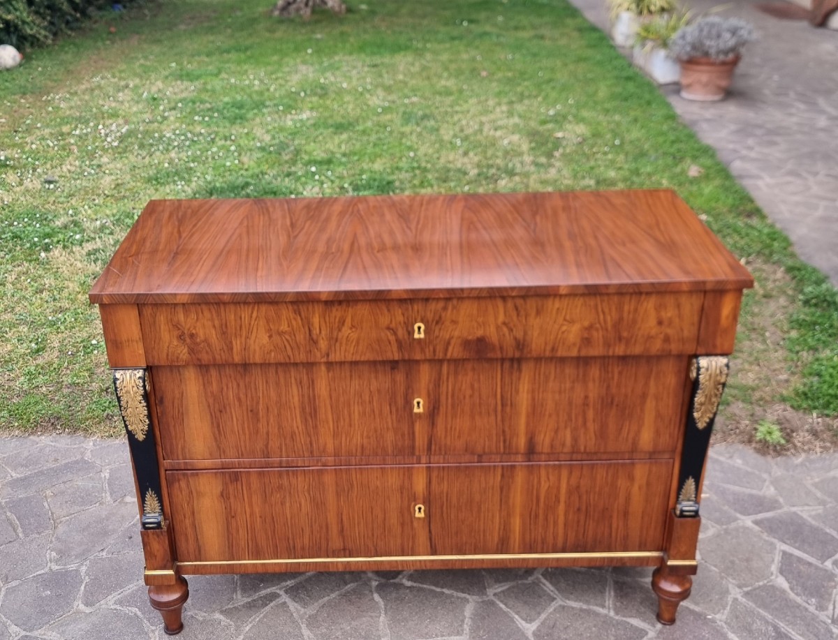 Commode Empire 1820 en noyer plaqué Lac de Garde-photo-3