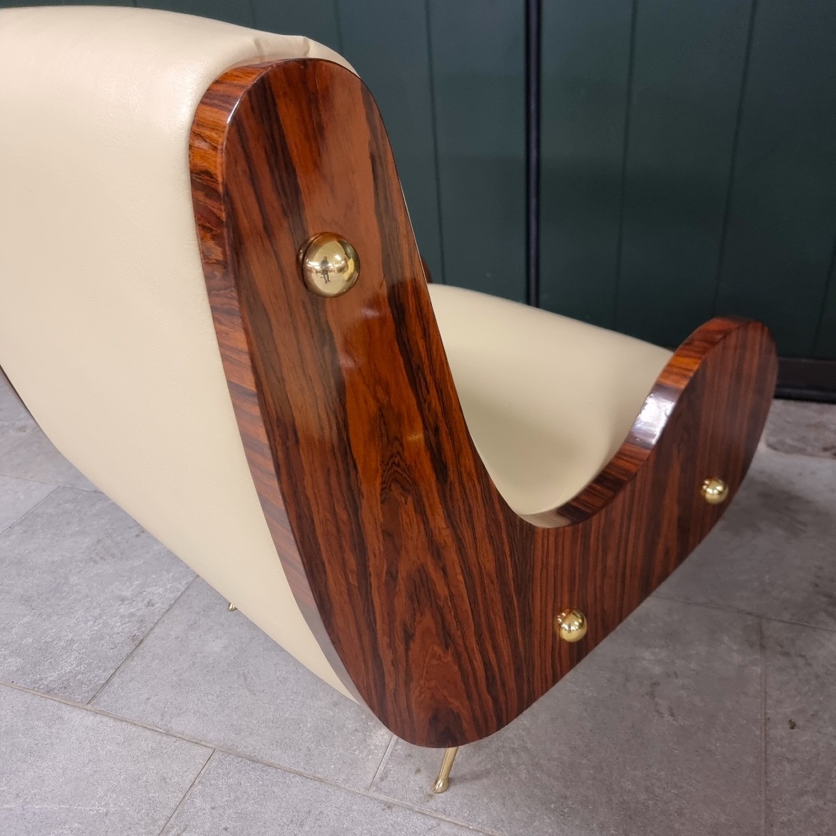 Pair Of Vintage Art Deco Style Armchairs Canaletto Walnut Armrests-photo-1