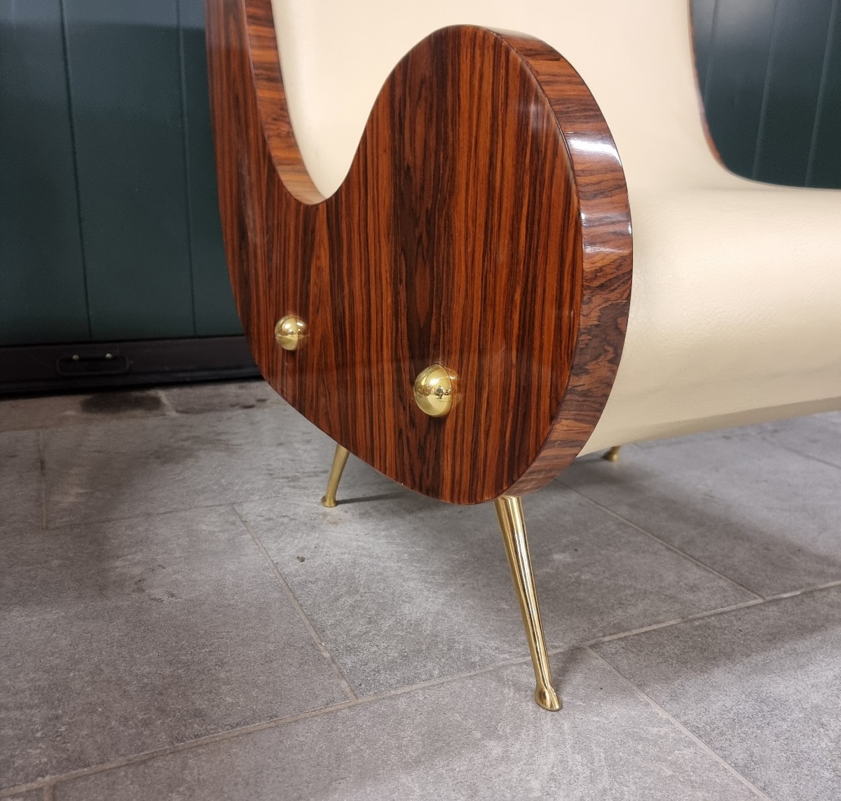 Pair Of Vintage Art Deco Style Armchairs Canaletto Walnut Armrests-photo-3