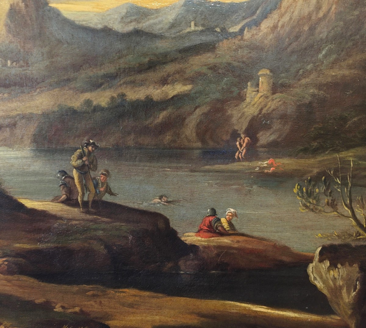 Huile sur toile de 1720 Paysage avec personnages Andrea Locatelli 1695-1741-photo-4