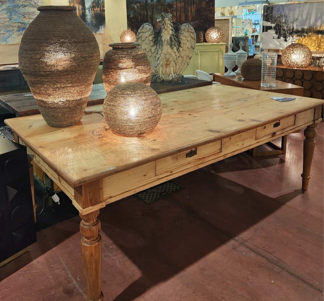 Table en pin massif fin XIXe grand dimension 12 places-photo-3