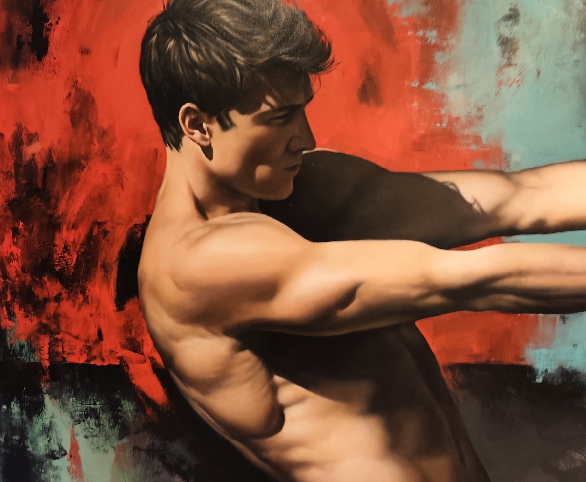 Huile sur toile l'énergie de l'homme  peinture réaliste signè-photo-4