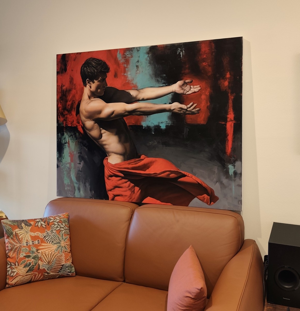 Huile sur toile l'énergie de l'homme  peinture réaliste signè-photo-2