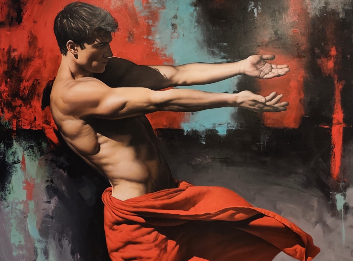 Huile sur toile l'énergie de l'homme  peinture réaliste signè-photo-4