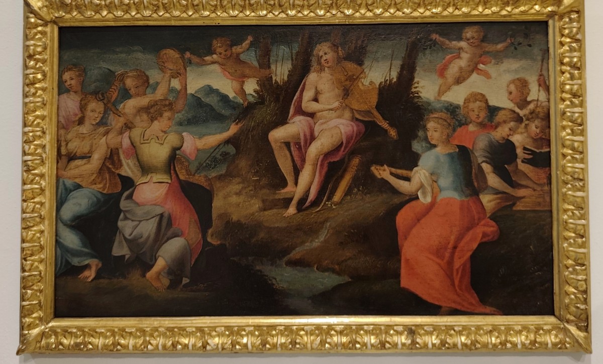 Oil On Panel, 17th Century: Apollo With The Muses-photo-3