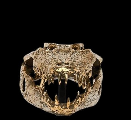 Gilded Bronze Crocodile Head-photo-4