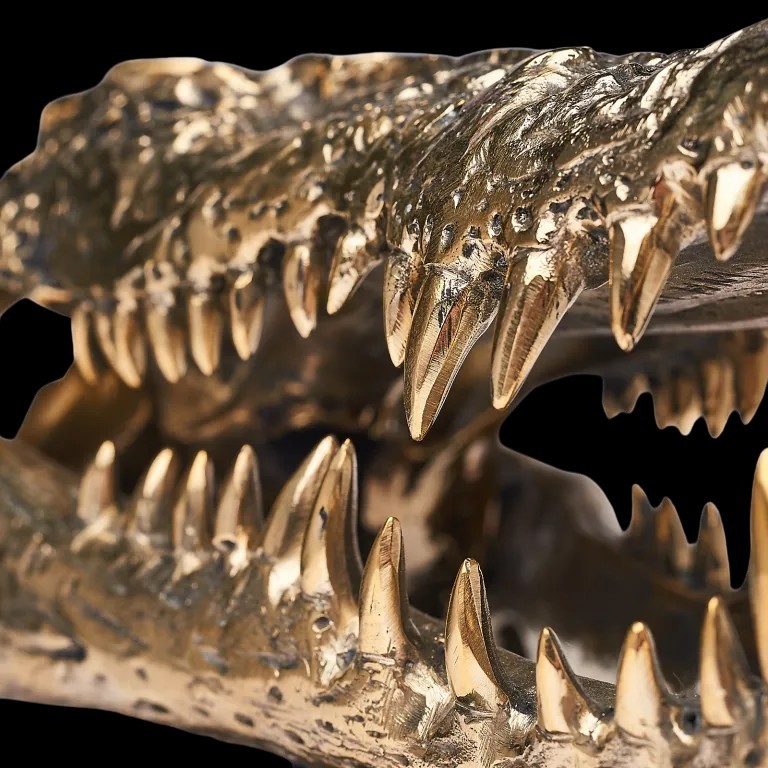 Gilded Bronze Crocodile Head-photo-2