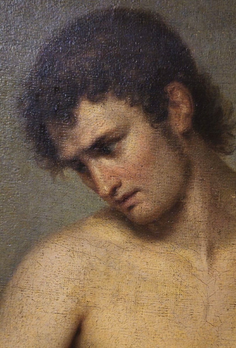 Huile sur toile nu de jeune homme du XIXe siècle Francesco Hayez 1791-1882-photo-4