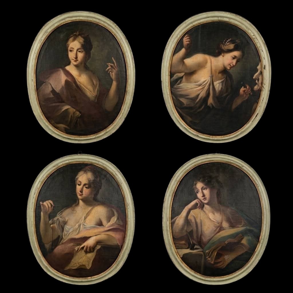 4 Paintings On Canvas Allegory Of Arts And Crafts Lorenzo Pasinelli 1629-1700