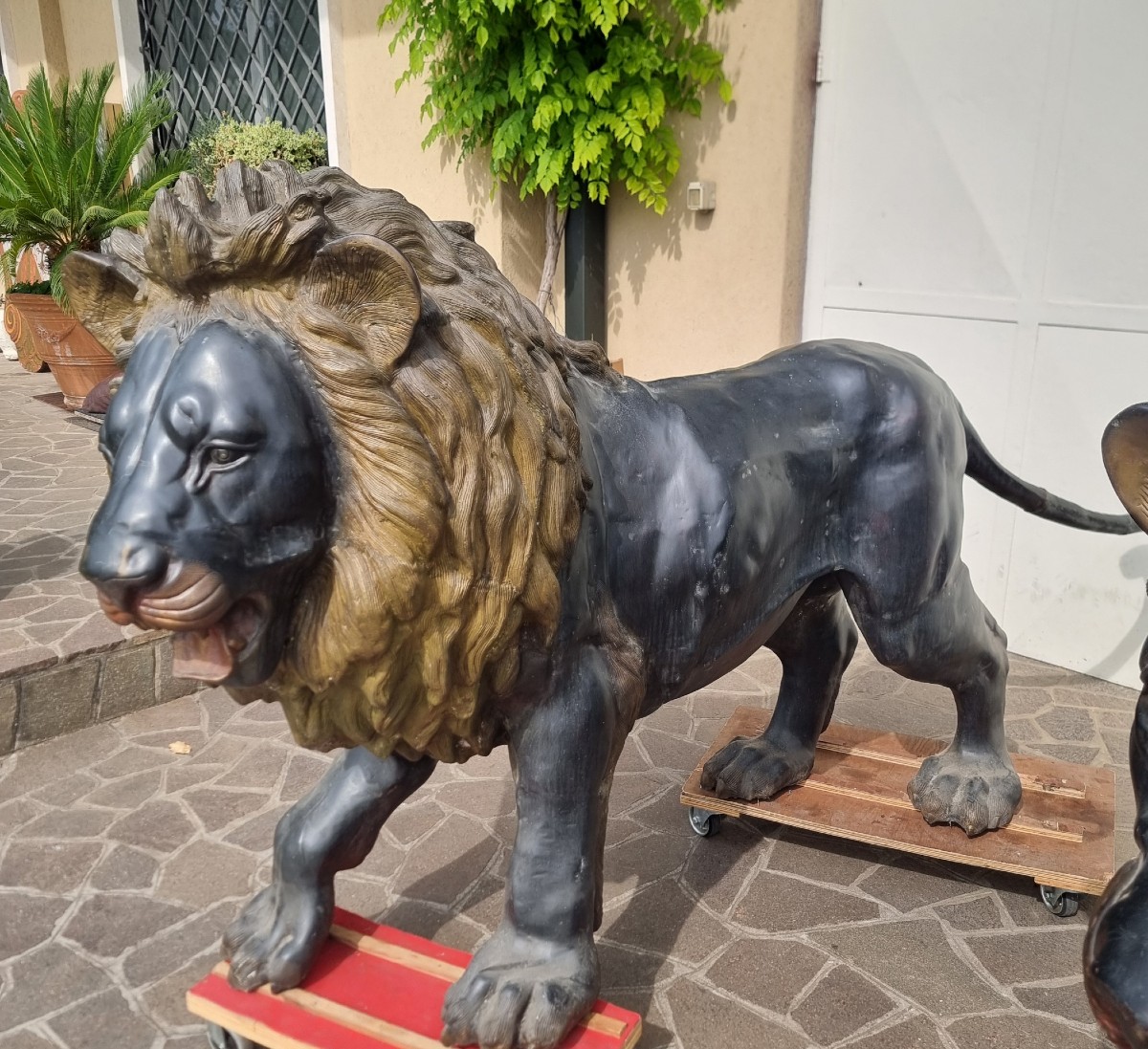 Paire de lions en bronze fin  XIXe siècle original pas de nouvelle réplique-photo-4