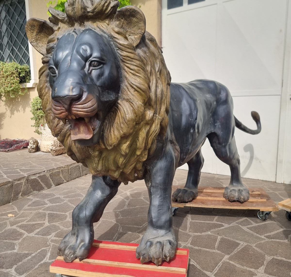 Paire de lions en bronze fin  XIXe siècle original pas de nouvelle réplique-photo-5