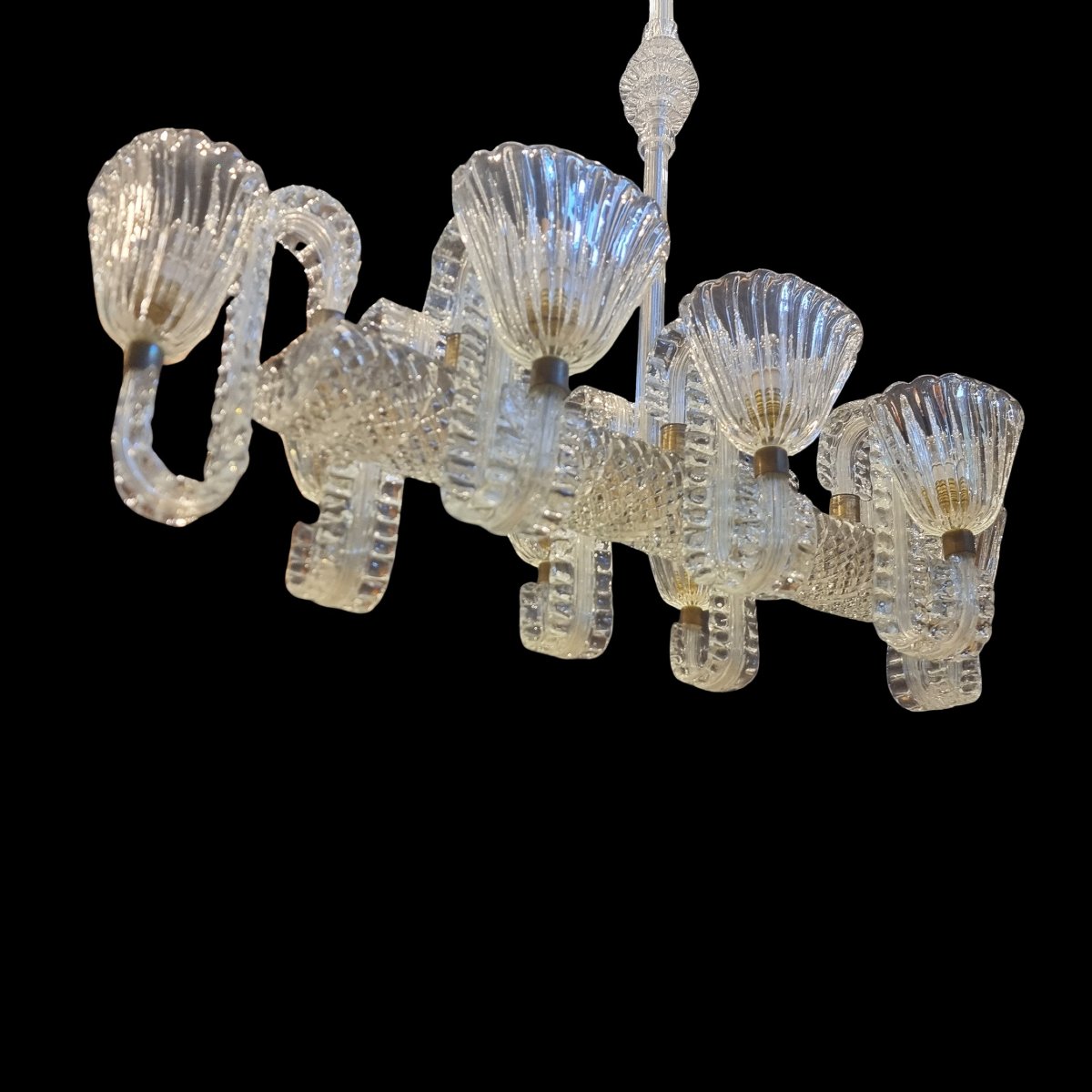 Original 1940 Murano Chandelier By Ercole Barovier-photo-3