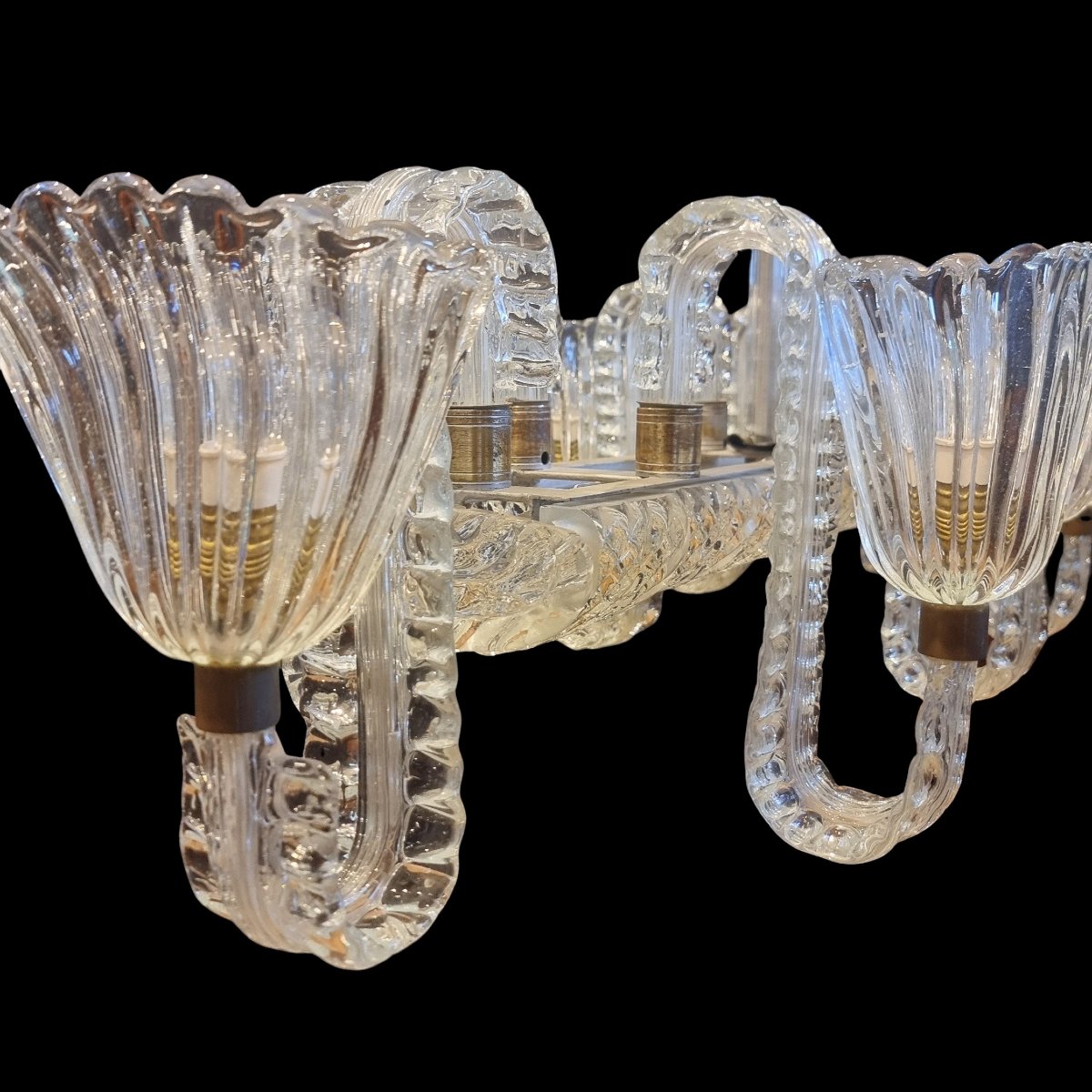 Original 1940 Murano Chandelier By Ercole Barovier-photo-5