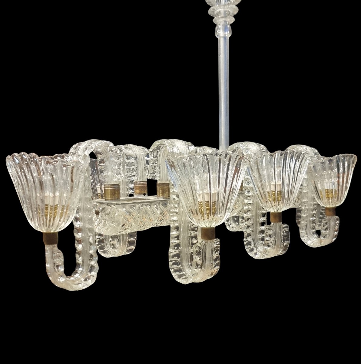 Original 1940 Murano Chandelier By Ercole Barovier-photo-7