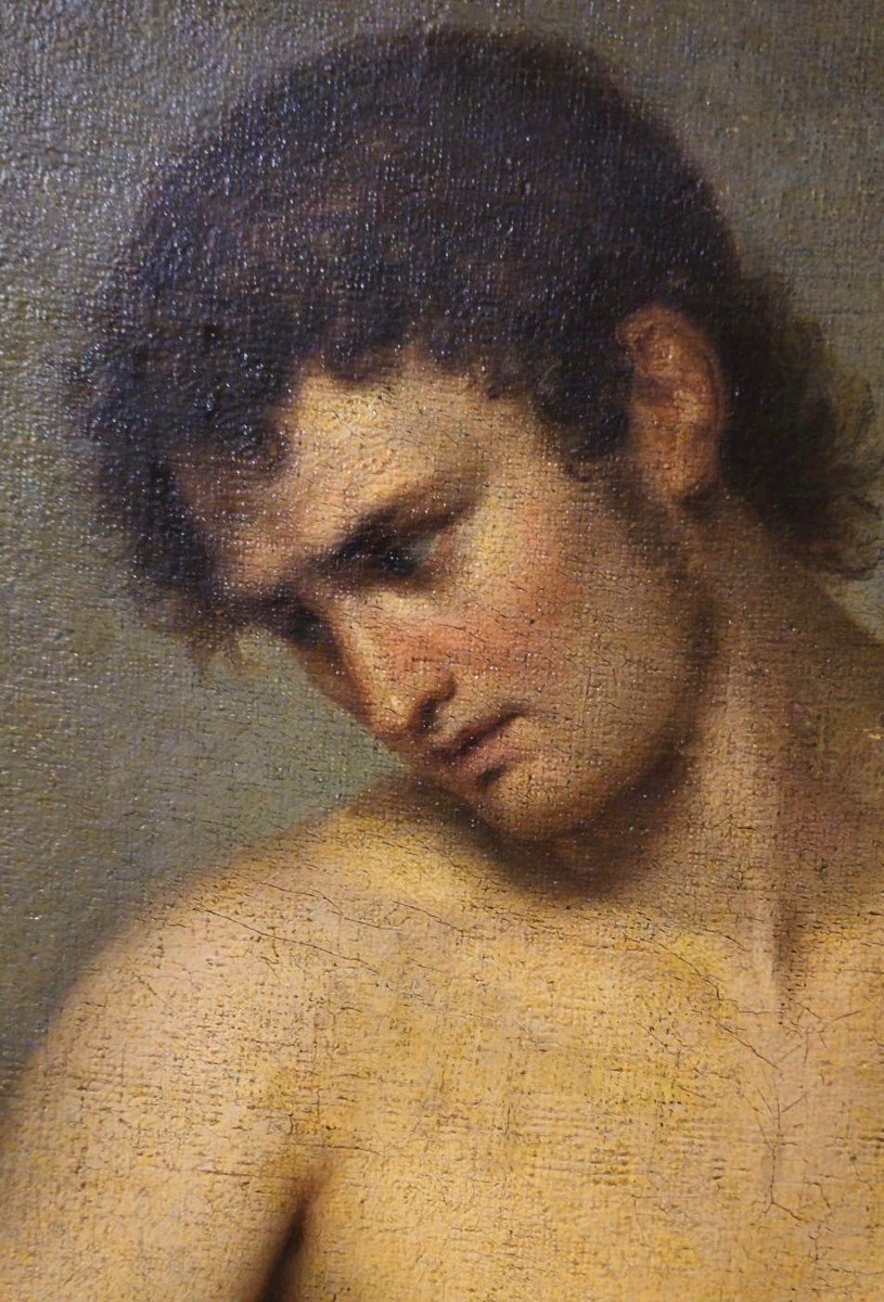 Huile sur toile nu de jeune homme du XIXe siècle Francesco Hayez 1791-1882-photo-4