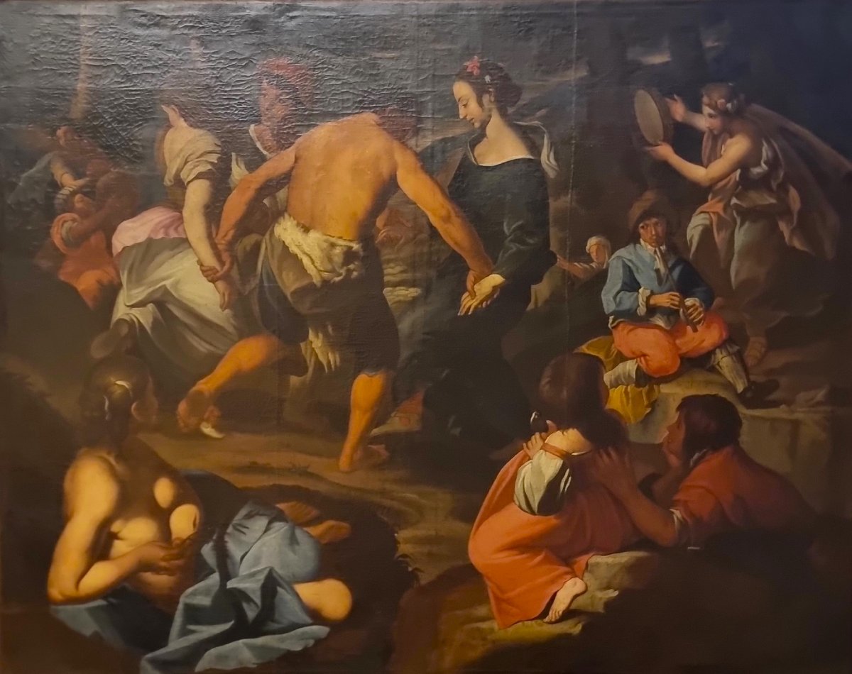 Oil On Canvas Pastoral Scene With Musicians –  Francesco Guarini (1611‑1654)-photo-3