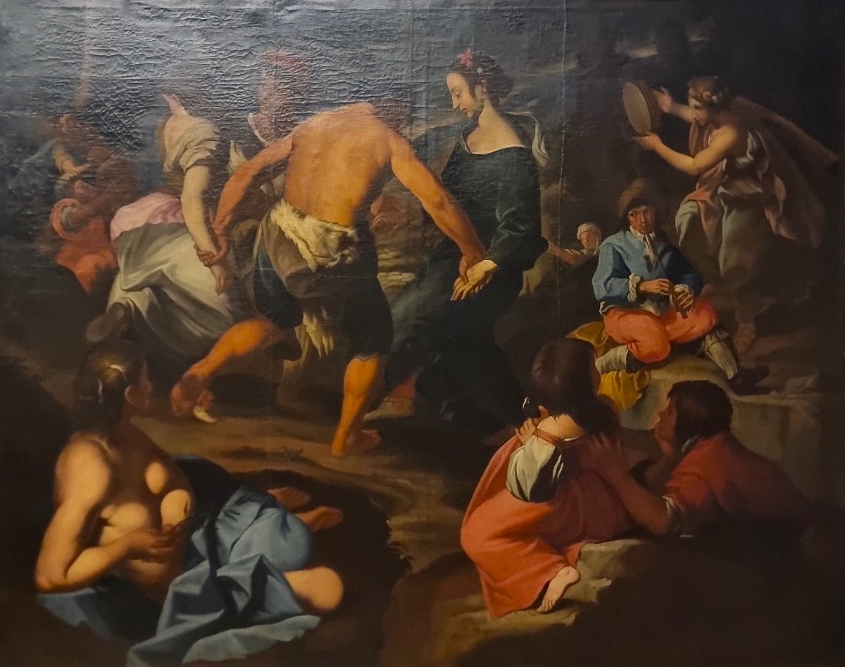 Oil On Canvas Pastoral Scene With Musicians –  Francesco Guarini (1611‑1654)-photo-4