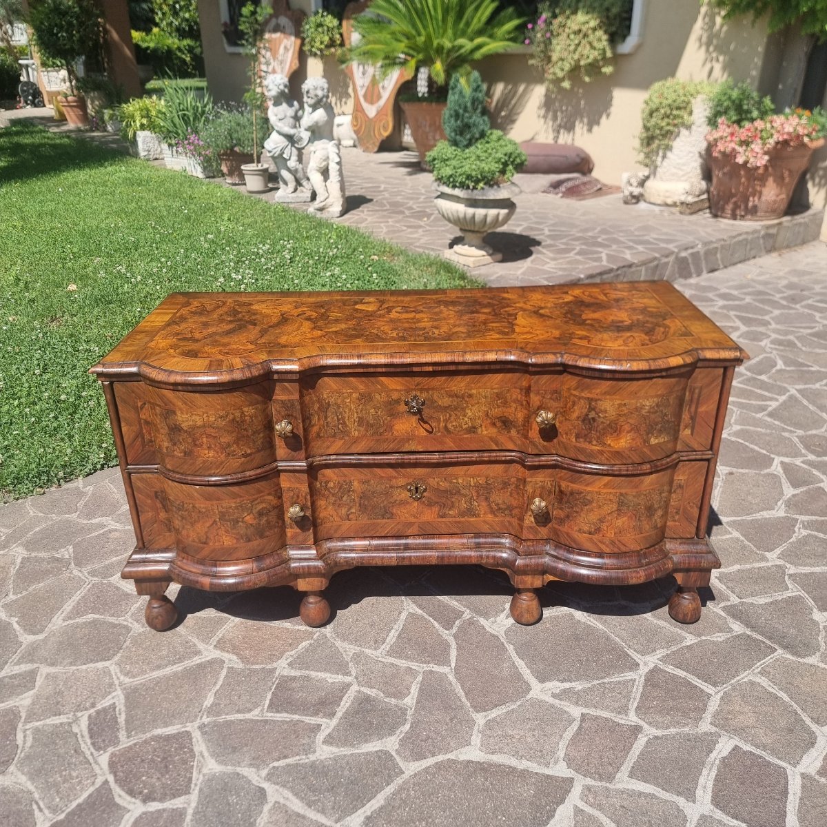 Commode ferraraise du XVIIIe siècle en loupe de noyer-photo-2