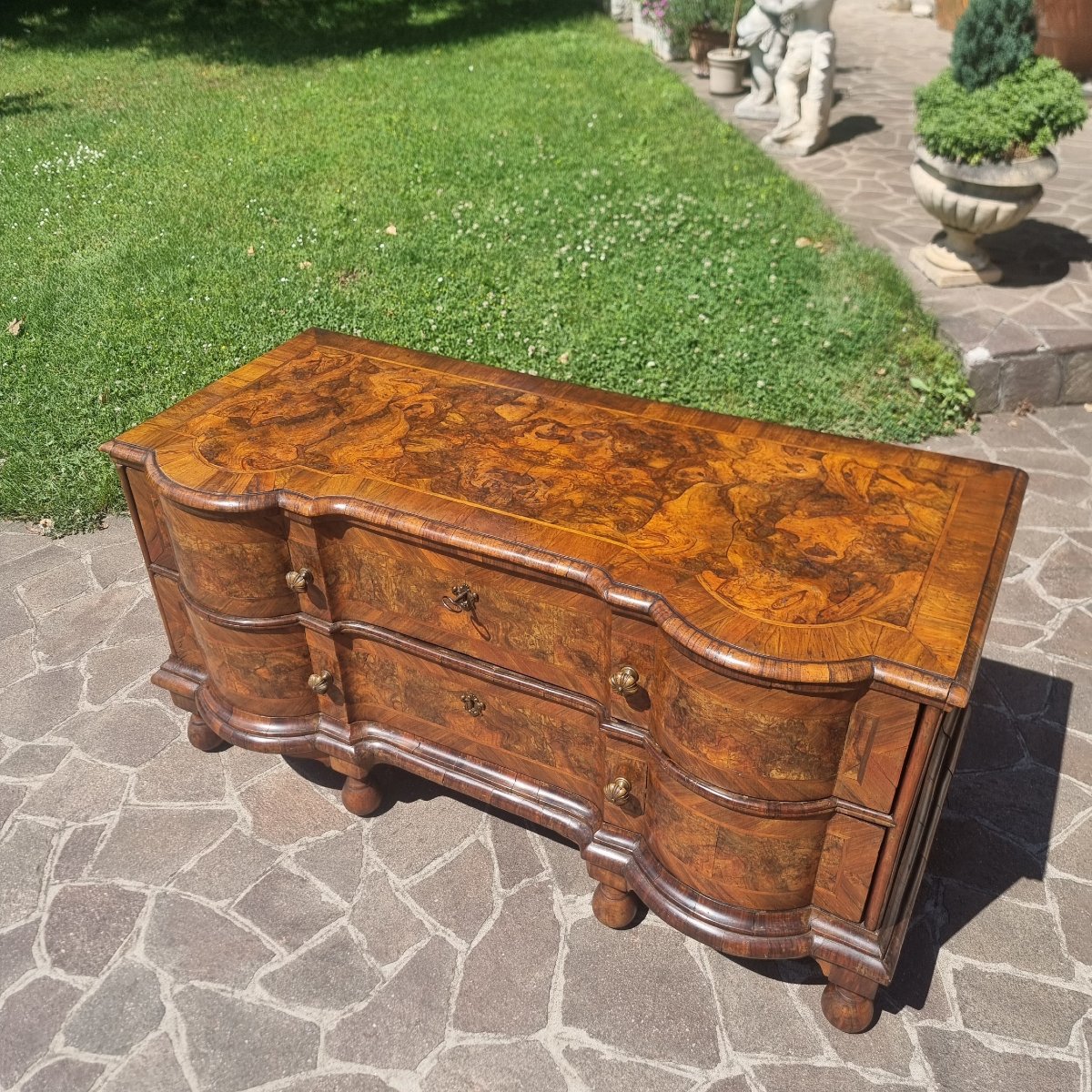 Commode ferraraise du XVIIIe siècle en loupe de noyer-photo-3