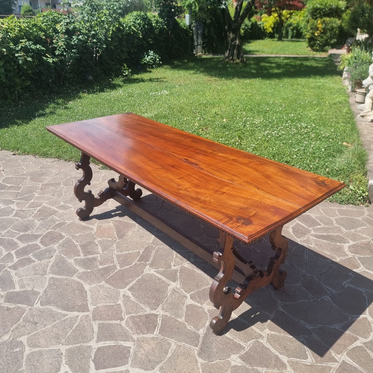 Table de monastère lombarde du XVIIIe siècle en noyer-photo-3