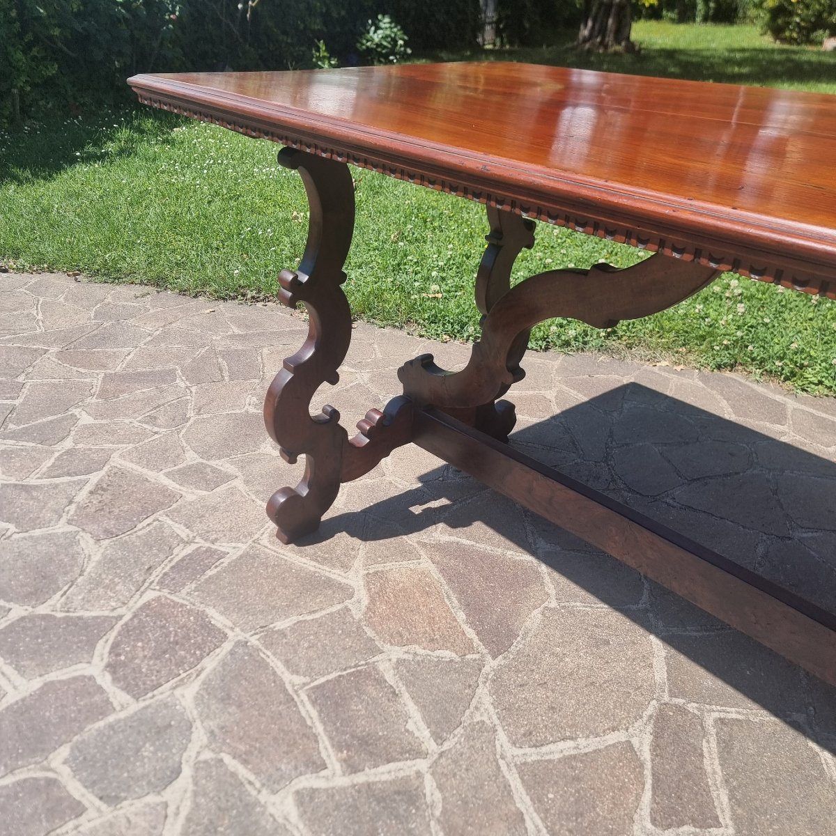 Table de monastère lombarde du XVIIIe siècle en noyer-photo-4