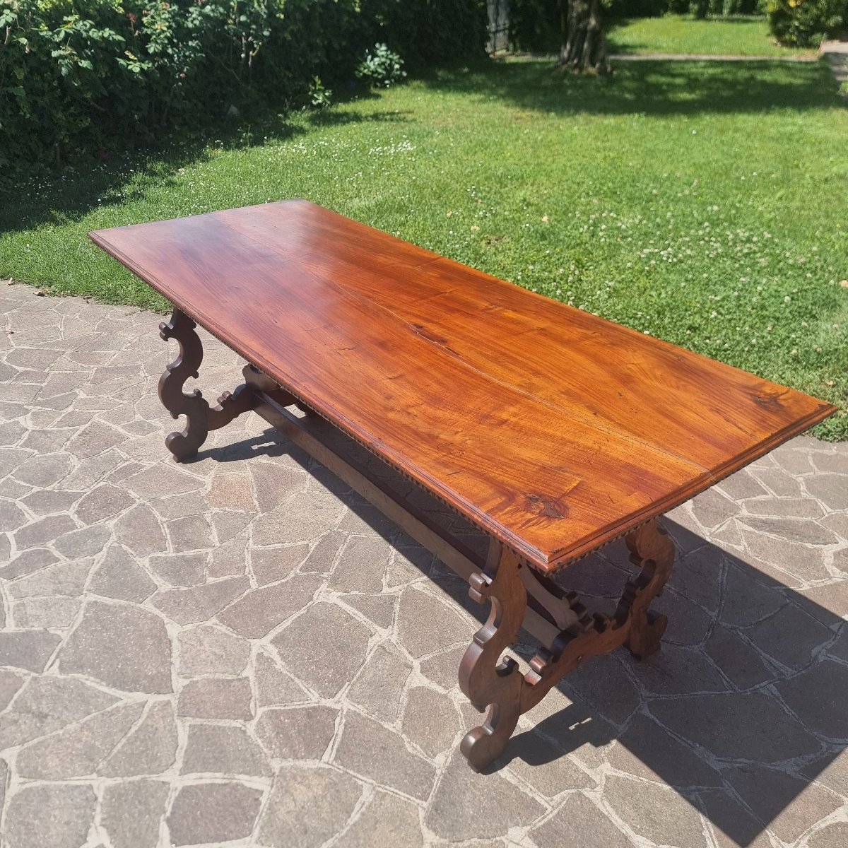Table de monastère lombarde du XVIIIe siècle en noyer-photo-5
